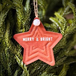 Bramble Ram Star Ornament Golden Brown Silver Foil Imprint