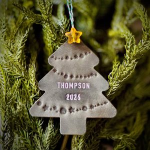 Bramble Ram Tree Ornament Crazy Horse Green Silver Foil Imprint